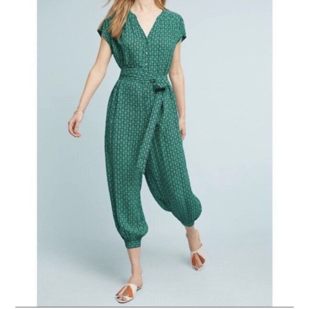 Maeve Green Patterned Jumpsuit